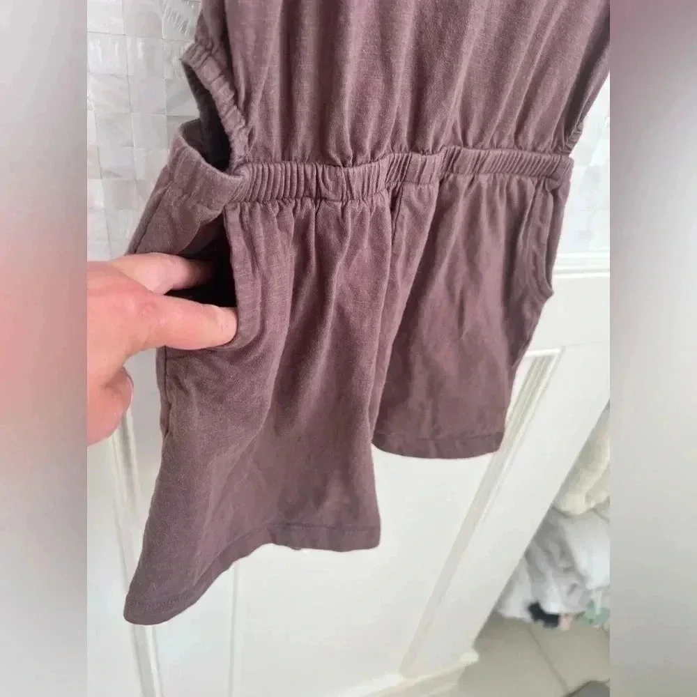 Gap kids girls xl 12 cutout romper shorts sleeveless peppercorn brown